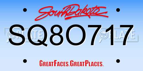 SQ8O717 South Dakota License Plate