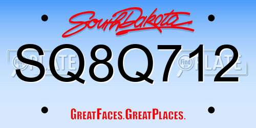 SQ8Q712 South Dakota License Plate
