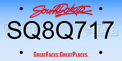 SQ8Q717 South Dakota License Plate