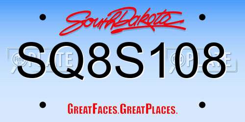 SQ8S108 South Dakota License Plate