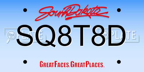 SQ8T8D South Dakota License Plate