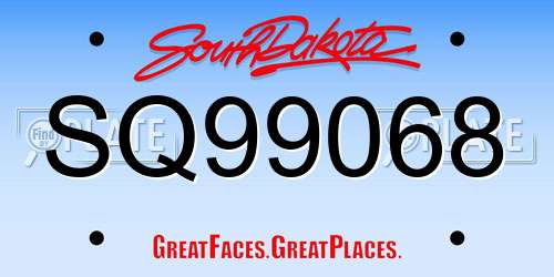SQ99068 South Dakota License Plate