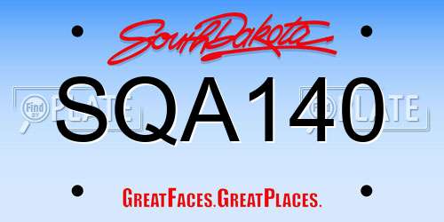 SQA140 South Dakota License Plate