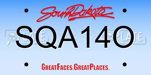 SQA14O South Dakota License Plate