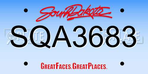 SQA3683 South Dakota License Plate