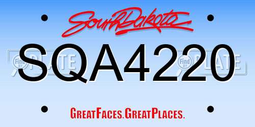 SQA4220 South Dakota License Plate