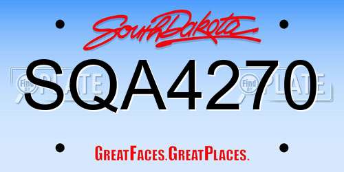 SQA4270 South Dakota License Plate