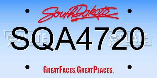 SQA4720 South Dakota License Plate
