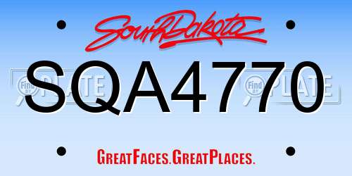 SQA4770 South Dakota License Plate