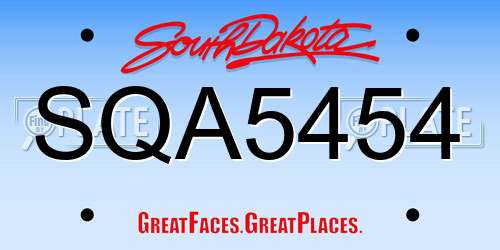 SQA5454 South Dakota License Plate