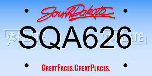 SQA626 South Dakota License Plate