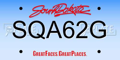 SQA62G South Dakota License Plate