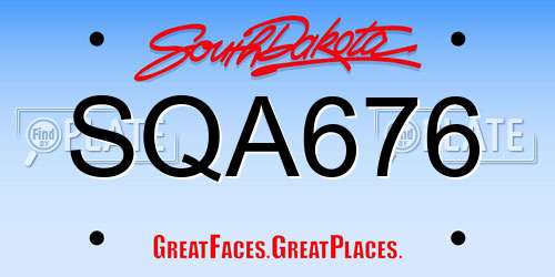 SQA676 South Dakota License Plate