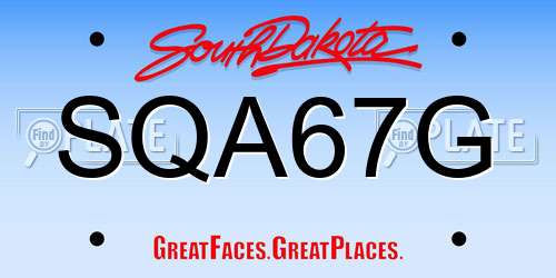 SQA67G South Dakota License Plate