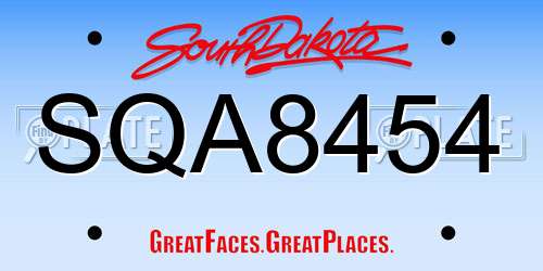 SQA8454 South Dakota License Plate
