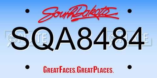 SQA8484 South Dakota License Plate
