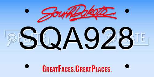 SQA928 South Dakota License Plate