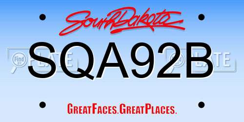 SQA92B South Dakota License Plate