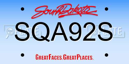 SQA92S South Dakota License Plate