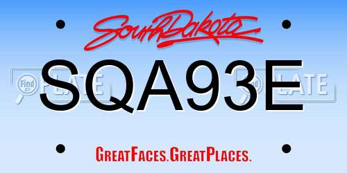 SQA93E South Dakota License Plate