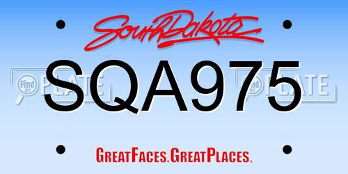 SQA975 South Dakota License Plate