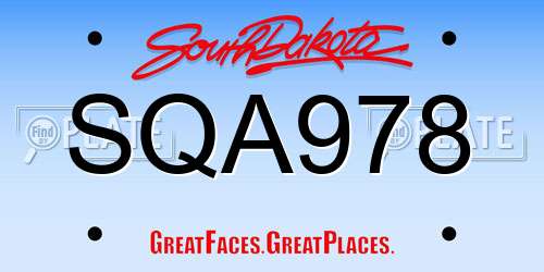 SQA978 South Dakota License Plate
