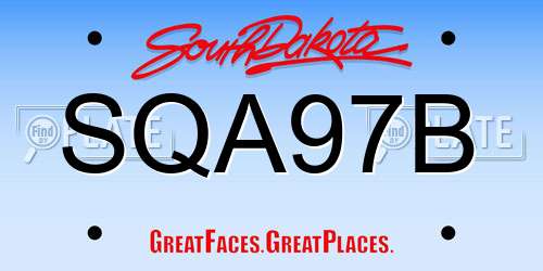 SQA97B South Dakota License Plate