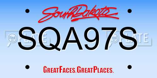 SQA97S South Dakota License Plate