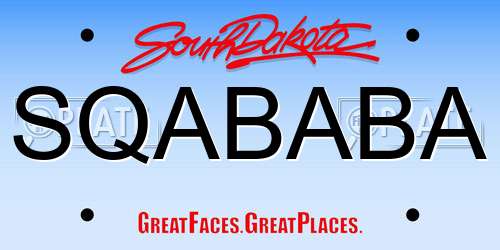 SQABABA South Dakota License Plate