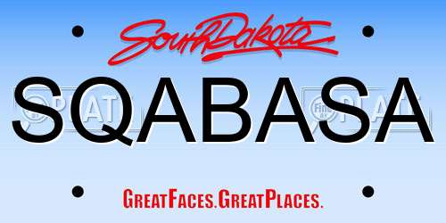 SQABASA South Dakota License Plate