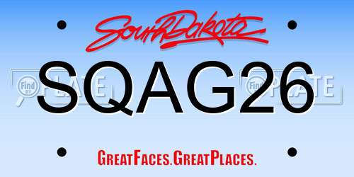 SQAG26 South Dakota License Plate