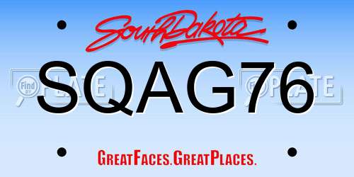SQAG76 South Dakota License Plate