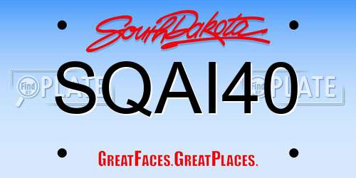 SQAI40 South Dakota License Plate