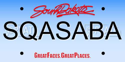 SQASABA South Dakota License Plate