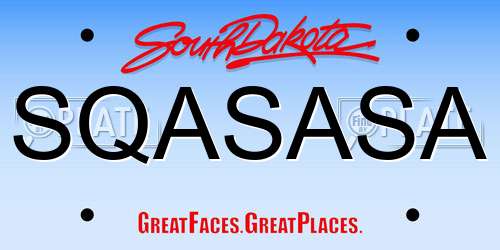 SQASASA South Dakota License Plate
