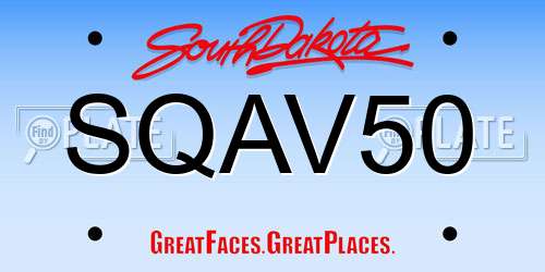 SQAV50 South Dakota License Plate