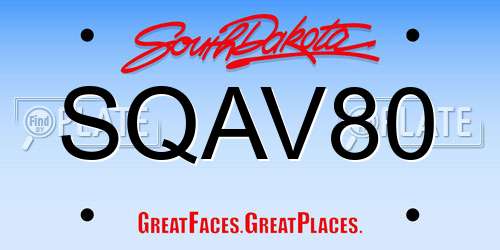 SQAV80 South Dakota License Plate