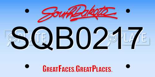 SQB0217 South Dakota License Plate