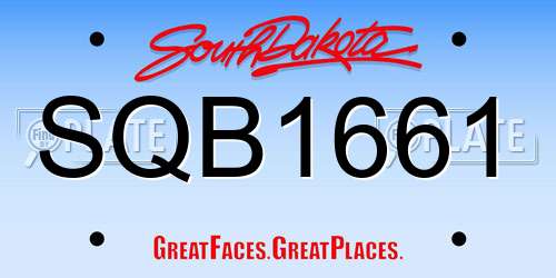SQB1661 South Dakota License Plate
