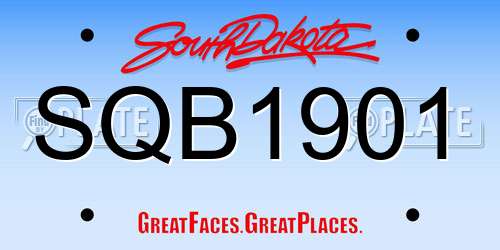 SQB1901 South Dakota License Plate