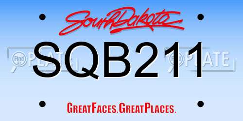 SQB211 South Dakota License Plate