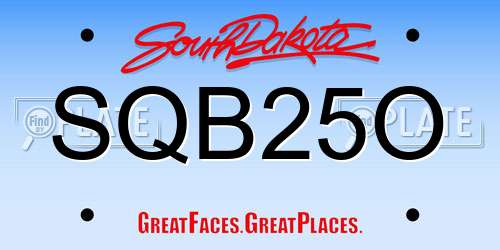 SQB25O South Dakota License Plate