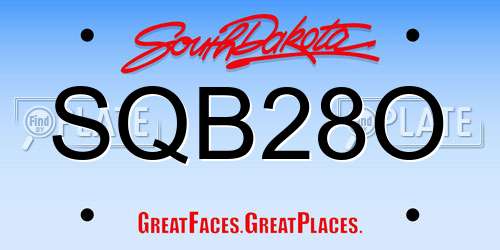 SQB28O South Dakota License Plate