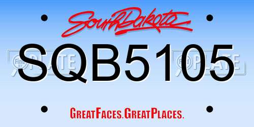 SQB5105 South Dakota License Plate