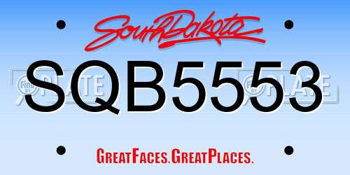 SQB5553 South Dakota License Plate