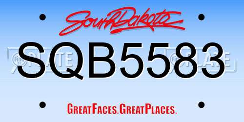 SQB5583 South Dakota License Plate