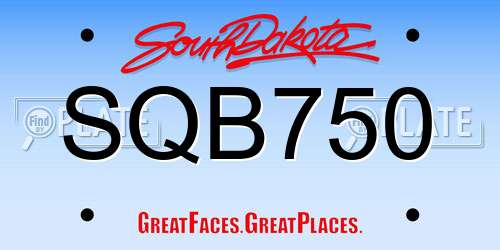 SQB750 South Dakota License Plate