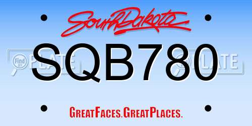 SQB780 South Dakota License Plate