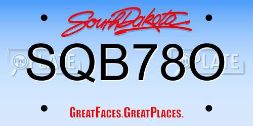 SQB78O South Dakota License Plate