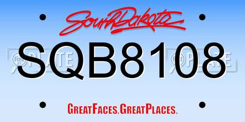 SQB8108 South Dakota License Plate